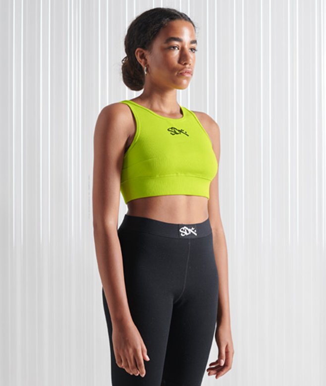 Superdry & Co Women's Limited Edition Sdx Sports Crop Top Green Lime - Size: SM