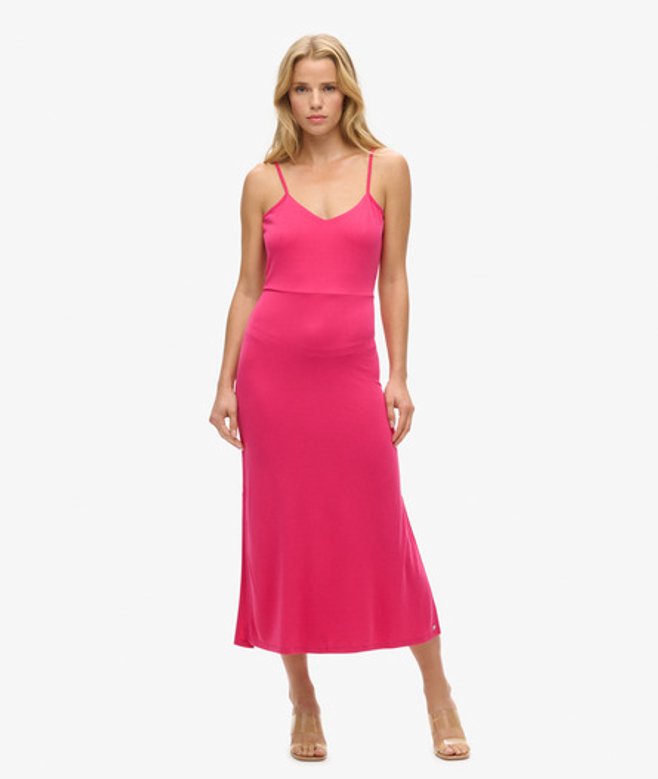 Superdry & Co Women's Modal Sleeveless Jersey Open Back Dress, Pink, Size: