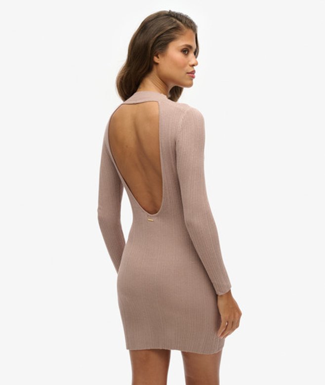 Superdry & Co Women's Backless Bodycon Mini Dress Brown Natural Brown - Size: