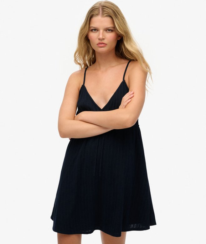 Superdry & Co Women's Textured Woven Cami Mini Dress Navy Eclipse Navy - Size: