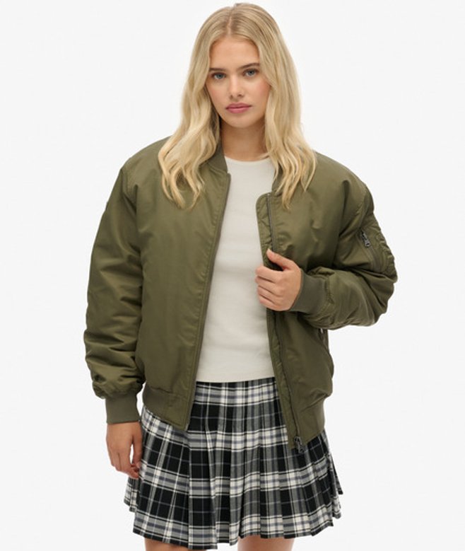 Superdry & Co Women's MA Bomber Jacket Green Dusty Olive Green - Size: