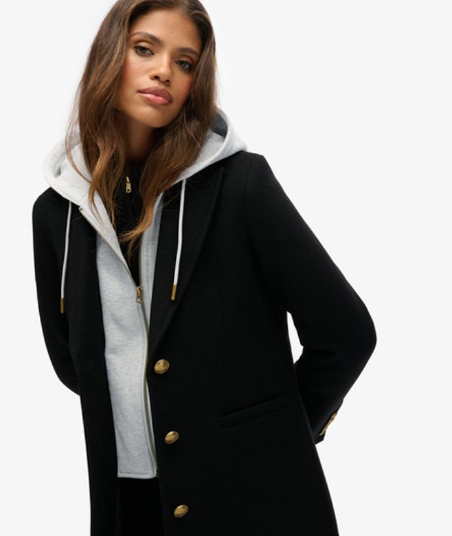 Superdry & Co Women's In Wool Blend Coat Black - Size: