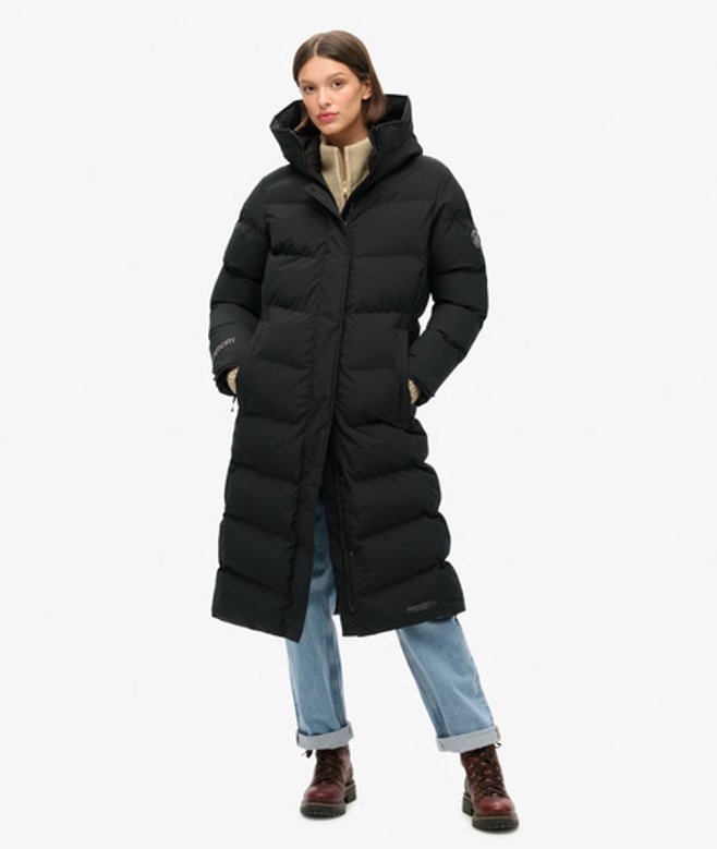 Superdry & Co Women's City Chevron Padded Long Coat Black - Size: