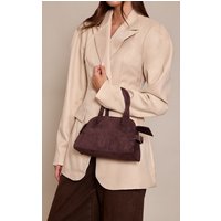 Chocolate Faux Suede Mini Handbag
