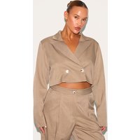 Plus Mushroom Tailored Woven Boxy Cropped Blazer