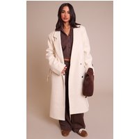 Petite Cream Belted Wool Look Maxi Coat