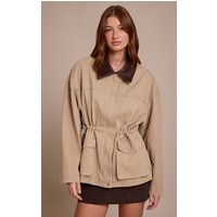 Stone Contrast Collar Ced Denim Jacket