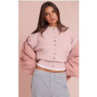 Pink Compact Knit Cardigan Sweater