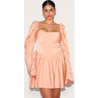 Plus Blush Satin Corset Detail Puffball Shift Dress