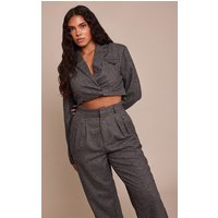 SHAPE charcoal HERRINGBONE structured CROPPED BLAZER