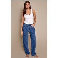 PrettyLittleThing Dark Blue High Waist Boyfriend Jeans