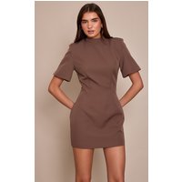 Chocolate Woven Ced Backless Mini Dress