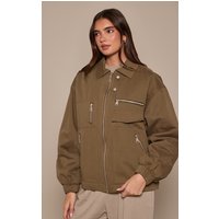 Khaki Twill Oversized Jacket