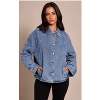 Petite Light Blue Oversized Denim Car Coat