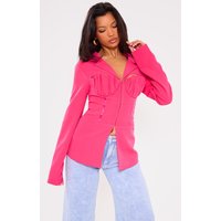 Candy Pink Shell Cup Detail Tailored Blazer