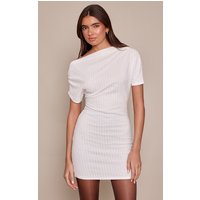 Cream Rib Boat Neck Bodycon Dress