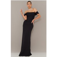 Black Corset Detail Bardot Bridesmaid Dress