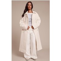 Petite Ecru Boucle Double Breasted Maxi Coat