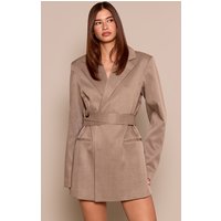 Mocha Tailored Wrap Belt Detail Blazer Dress