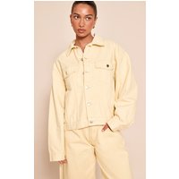 Butter Cream Oversized Classic Denim Jacket, Pale Yellow