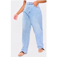 PrettyLittleThing Plus Light Blue Wash Boyfriend Jeans