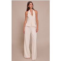 Cream Waist Coat Straight Leg Jumpsuit