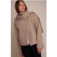 Taupe Boucle Scarf Coat