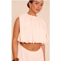 Shape Cream Hammered Satin Baloon Blouse