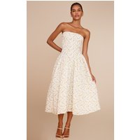 Yellow Ditsy Printed Bandeau Skater Midaxi Dress