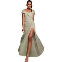 Off-the-shoulder Crepe Split Dress Women Goddiva Scuba