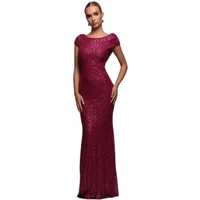 Backless Sequin Dress Women Goddiva Maxi