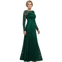 Women's Long Fitted Lace Scalloped A-Line Dress Goddiva