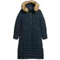 Long hooded puffer coat with faux fur for women Superdry Fuji