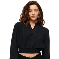 Women's long-sleeved smocked blouse with lace trim Superdry
