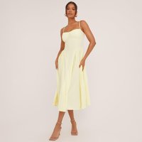 Strappy Pleated Skater Midaxi Dress In Yellow, Women's Size