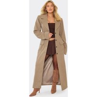 Ced Waist Wool Look Maxi Coat In Stone Pinstripe, Women's Size