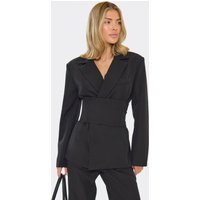 Long Sleeve Ced Waist Corset Detail Blazer In Black, Women's Size