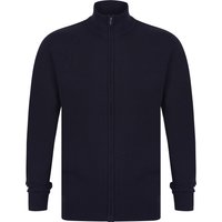 Cardigans Scattering Zip Through Funnel Neck Knitted Cardigan in Dark Navy - Kensington Eastside