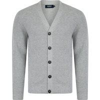 Cardigans Chau Waffle Knit V-Neck Button Down Cardigan in Light Silver Marl - Kensington Eastside
