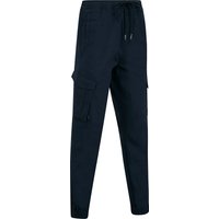 Trousers Fairbanks Stretch Cotton Blend Elastic Waist Multi-Pocket Cargo Trousers in Sky Captain Navy