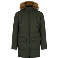 Coats Jackets Darryl Padded Parka Coat with Faux Fur Trim Hood in Khaki