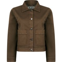 Coats Jackets Reformer Women's Stretch Cotton Button Fasten Denim Jacket with Patch Pockets in Chocolate Martini - Amara Reya