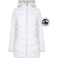 Coats Jackets Safflower Longline Quilted Puffer Coat with Hood In White