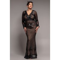 Starburst Sequin Maxi Dress - Black by Goddiva Plus