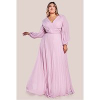 Balloon Sleeve Chiffon Maxi Dress - Pink by Goddiva Plus