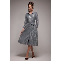 Sequin Skater Shirt Dress - Silver by Goddiva