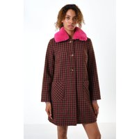 Dryden Wyoming Check Faux Fur Collar Coat