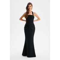 Lavish Alice ISABEAU Square Neck Maxi Dress With Satin Drape Detail In Black SM
