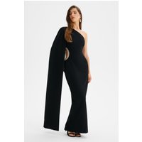 Lavish Alice VIVIANA Asymmetric Embellished Cut Out Maxi Cape Dress In Black SM