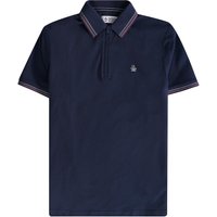 Original Penguin Jacquard Quarter Zip Polo Shirt - Dress Blue